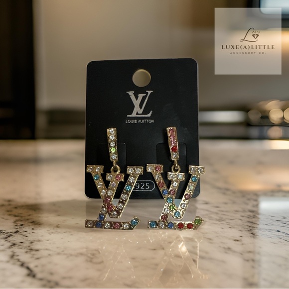 Louis Vuitton Blue and Green Earrings with Iconic Logo Design - Picture 1 of 1